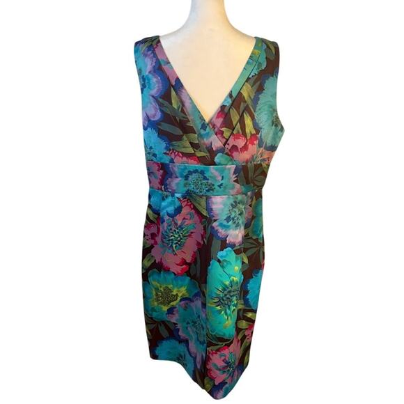 Calvin Klein Floral Watercolor Dress - Sleeveless V-neck - Size 10 (estimate) - Picture 5 of 7